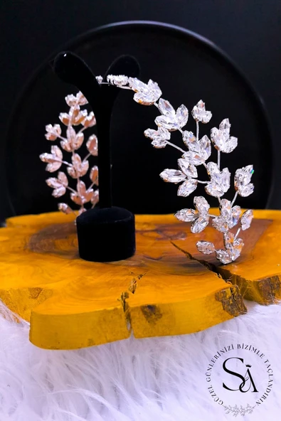 SimgeAksesuar Kristal Taşlı Şık Ve Zarif Gelin Tacı Ve Saç Aksesuarı - Resim 3