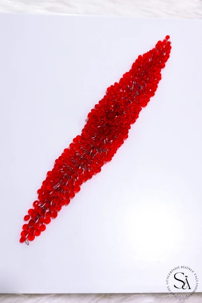 SimgeAksesuar Tamamen El Yapımı Kırmızı Kristal Taşlı Şık Ve Zarif Nişan, Kına Ve Bindallı Tacı Ve Saç Aksesuarı ürün görseli 1