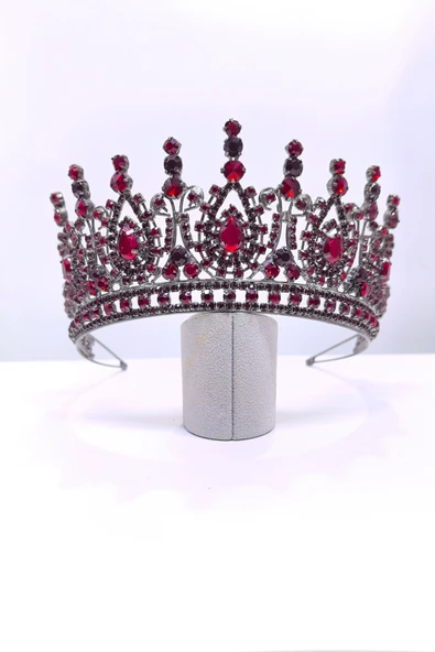 SimgeAksesuar Bordo Kristal Taşlı Şık Ve Zarif Nişan Ve Kına Tacı Ve Saç Aksesuarı ürün görseli 1