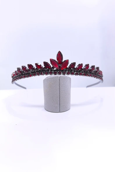 SimgeAksesuar Bordo Kristal Taşlı Şık Ve Zarif Nişan Ve Kına Tacı Ve Saç Aksesuarı ürün görseli 1