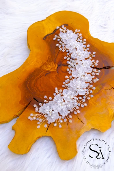 SimgeAksesuar Kristal taşlı şık ve zarif düğün - nikah gelin saç aksesuarı - Resim 3