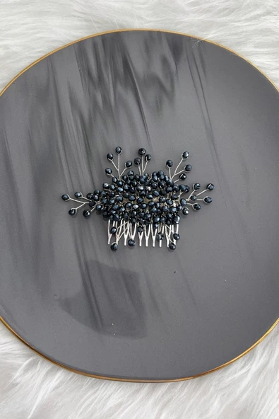 SimgeAksesuar Lacivert Kristal Taşlı Tamamen El Yapımı Şık Ve Zarif Düğün Ve Nişan Gelin Tacı Ve Saç Aksesuarı ürün görseli 1