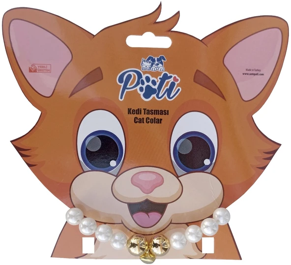 Kedi Ve Köpek Lüx İncili Kolye 24-28 cm Medium Beyaz - Resim 2