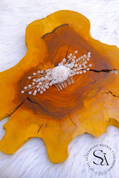 SimgeAksesuar tamamen el yapımı kristal taşlı şık ve zarif saç aksesuarı - Resim 2