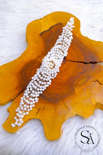 SimgeAksesuar Tamamen inci boncuklar ile yapılmış şık ve zarif saç aksesuarı ürün görseli 1