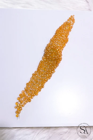 SimgeAksesuar Sarı kristal taşlı şık ve zarif nişan ve kına aksesuarı ürün görseli 1