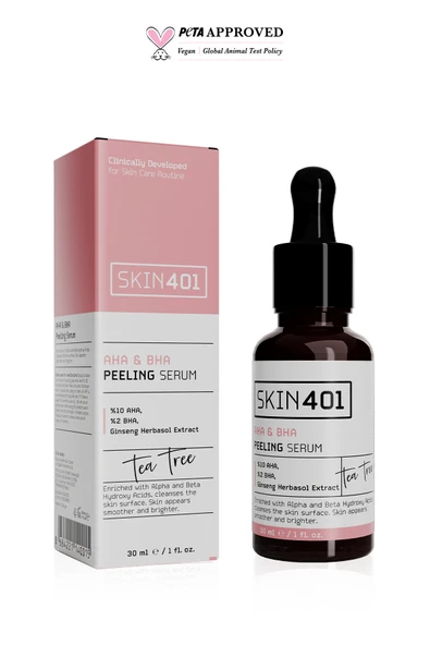 SKİN401 Aha %10 Bha %2 Canlandırıcı Cilt Tonu Eşitleyici Yüz Peeling Serum 30ml ürün görseli 1