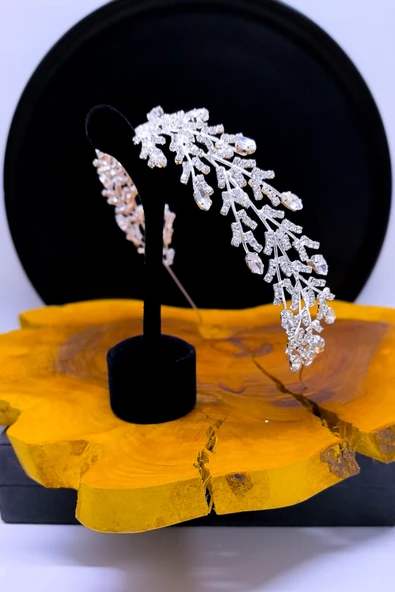 SimgeAksesuar Kristal Taşlı Şık Ve Zarif Gelin Tacı - Resim 3
