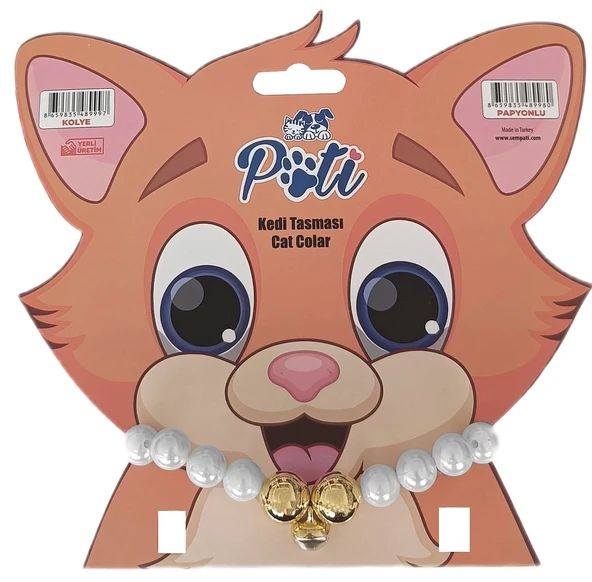 Kedi Ve Köpek Lüx İncili Kolye 24-28 cm Medium Beyaz ürün görseli 1