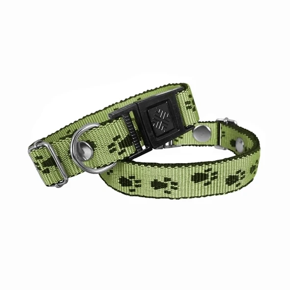 Köpek Tasması Patili Dokuma 2 cm - Min: 30 cm - Max: 50 cm Yeşil ürün görseli 1