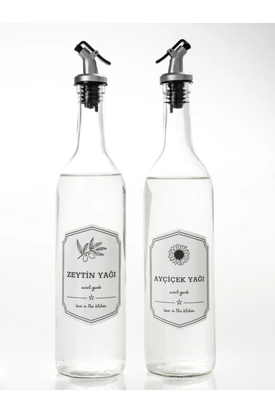 Rembox 2'li Cam Yağ Şişesi 750 ml Zeytinyağı Sıvıyağ Şişesi Şeffaf Yağdanlık Dekoratif Yağlık ürün görseli 1