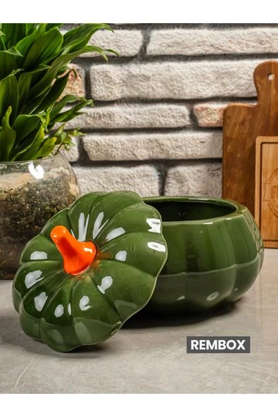 Rembox Dekoratif Büyük Boy Bal Kabağı Saklama Kabı - Baharatlık Şekerlik Obje ürün görseli 1