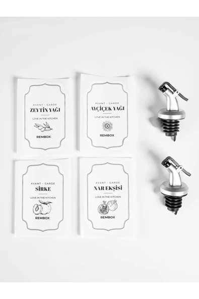Rembox Yağdanlık Etiket Tıpa Seti - Suya Dayanıklı Etiket Zeytinyağ Nar Ekşisi Sirke ürün görseli 1