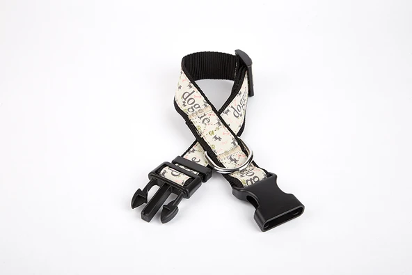 Desenli Süslü Dokuma Köpek Boyun Tasması 1,5 x 25-40 cm Siyah ürün görseli 1