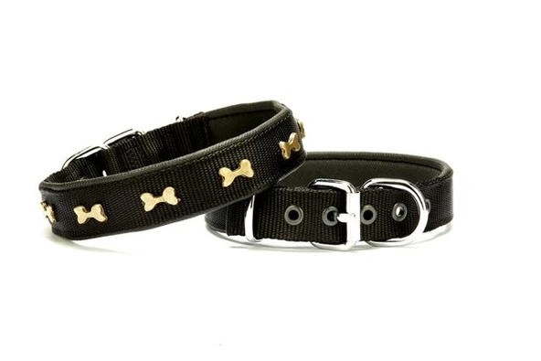 Softlu Kemik Desenli Köpek Tasması 2,5 cm x 50 cm Siyah ürün görseli 1