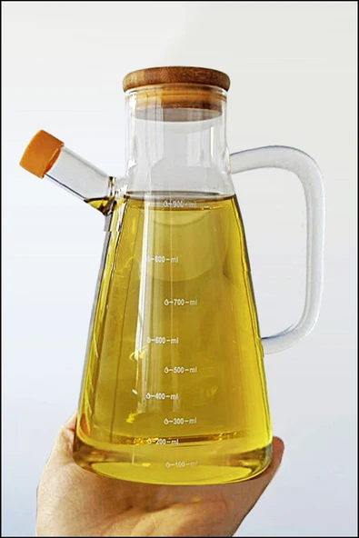 Paçi Borosilikat Camlı Bambu Kapaklı 900ml Yağlık Sirkelik ürün görseli 1