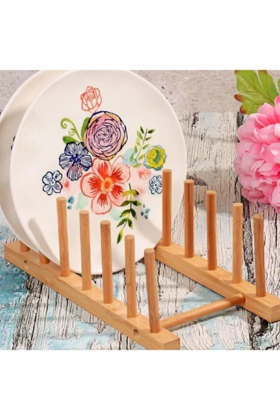 Acassia Home Bambu Ahşap Tabaklık Tabak Standı 6 Lı ürün görseli 1