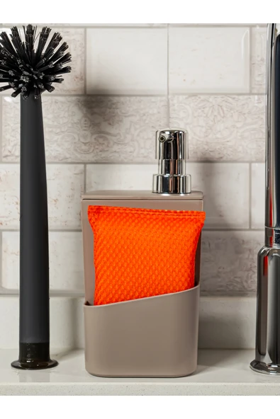Rembox Sünger Hazneli Gümüş Kapaklı Mutfak Sıvı Sabunluk ürün görseli 1