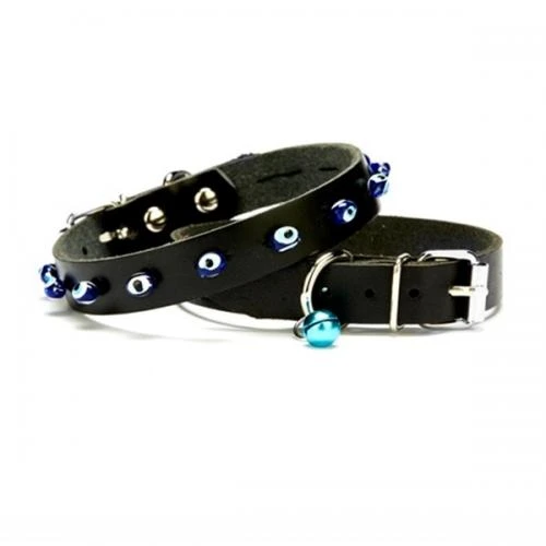 Nazar Boncuklu Kedi Ve Köpek Tasması 1x14-18 cm Siyah Xsmall ürün görseli 1