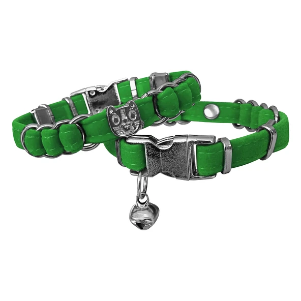 Kadife Kedi Boyun Tasması Kedi Kafalı 20-32 cm Yeşil ürün görseli 1