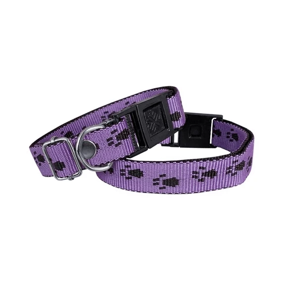 Köpek Tasması Patili Dokuma 2 cm - Min: 30 cm - Max: 50 cm Mor ürün görseli 1