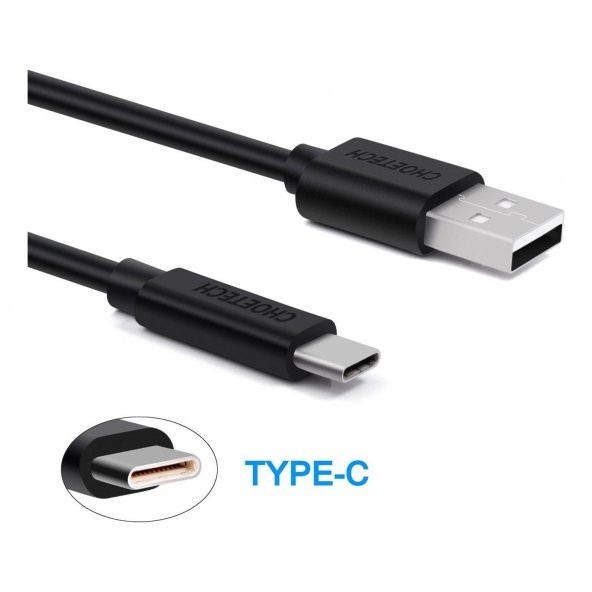 Choetech USB-C to USB-A Data ve Şarj Kablosu - 2 Metre - AC0003 - Siyah - Resim 3