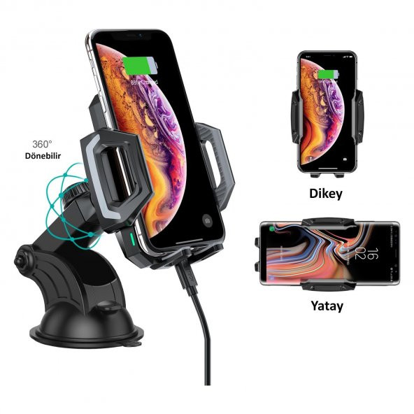 Choetech Kablosuz 15W Hızlı Şarj Araç Tutucu T521-F - Resim 3