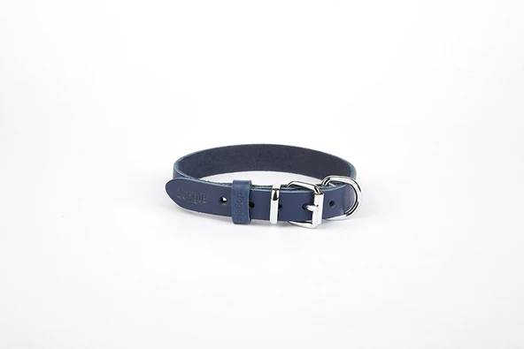Deri El Yapımı Köpek Boyun Tasması 2x30-35 cm Mavi ürün görseli 1
