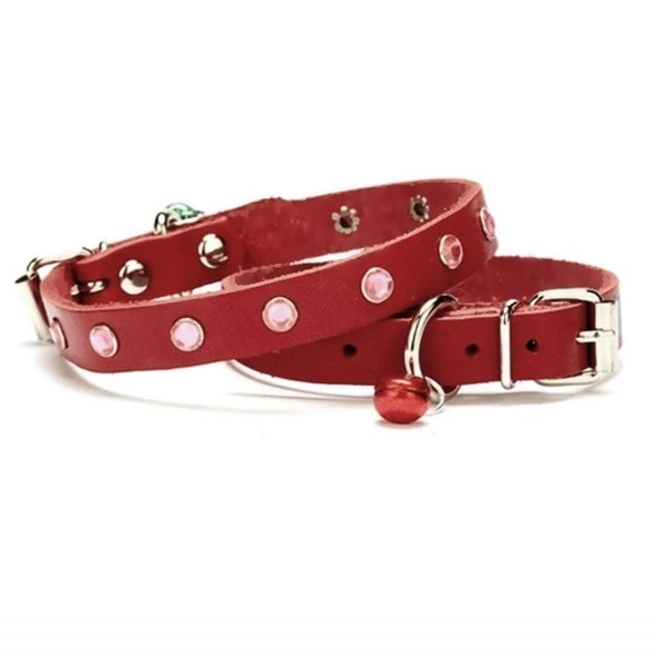 Taşlı Kedi ve Yavru Köpek Tasması 1*23 cm Kırmızı Medium ürün görseli 1