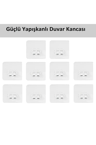 Rembox 10 adet Güçlü Yapışkanlı Askı Tırnaklı Askı Ultra Güçlü Sticker Askı ürün görseli 1