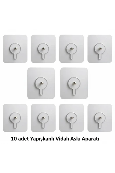 Rembox 10 lu Ultra Güçlü Yapışkanlı Vidalı Askı Aparatı ürün görseli 1