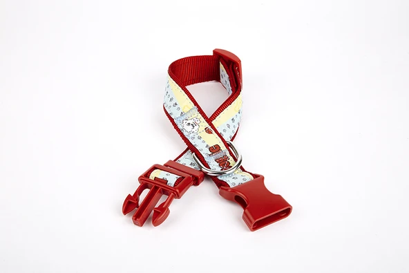 Pati Desenli Dokuma Köpek Boyun Tasması 3 cm x 36-60 cm Kırmızı ürün görseli 1