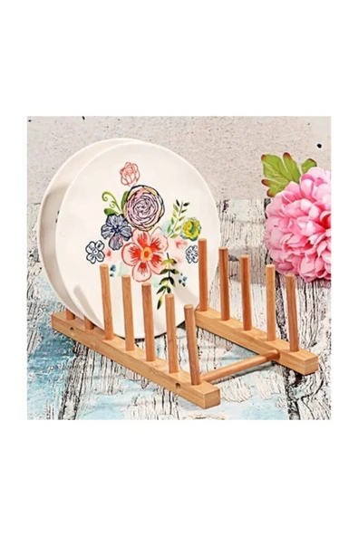 İthal Bambu Tabaklık,tezgah Üstü Bambu Tabak Standı , Ahşap Tabaklık ürün görseli 1