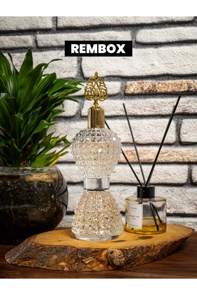 Rembox Gold Kapaklı Cam Kolonya Şişesi 200 ml Şık Kolonya Şişesi ürün görseli 1