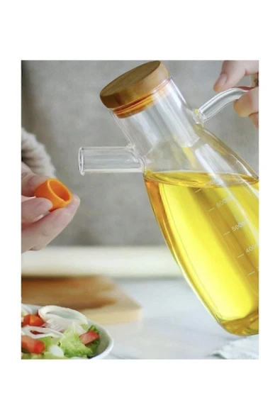 BALSA Bambu Kapaklı Borosilikat Cam Yağlık Sirkelik Sürahi Fma04465 ürün görseli 1