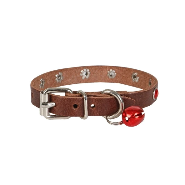 Taşlı Kedi ve Yavru Köpek Tasması 1,2x26 cm Kahverengi Large - Resim 3