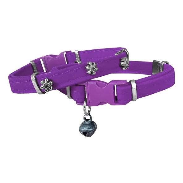 Kadife Kedi Boyun Tasması Kar Taneli 20-32 cm Mor ürün görseli 1