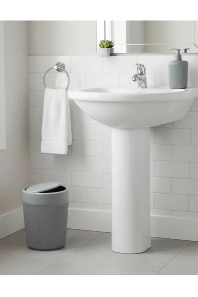 Rembox 5'li Banyo Seti 7 Lt Çöp Kovası Tuvalet Fırçası Lavabo Takımı Sabunluk Diş Fırçalık Banyo Takımı - Resim 2