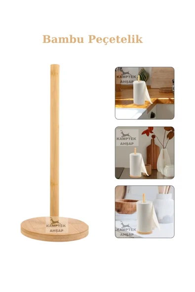 Klein Home Ahşap Kağıt Havluluk Rulo Havluluk Peçetelik Masa Üstü Havlu Kağıtlık ürün görseli 1