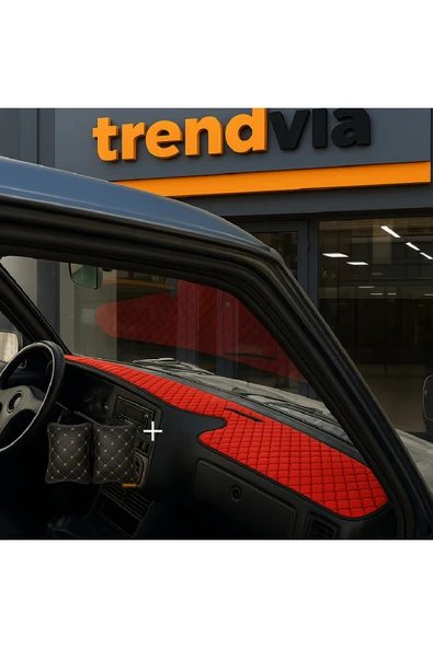 Tofaş Şahin Doğan Kartal Yüksek Ön Göğüs Kırmızı Siyah Torpido Kılıfı  Siyah Bej Boyun Yastığı ürün görseli 1