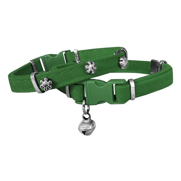 Kadife Kedi Boyun Tasması Kar Taneli 20-32 cm Yeşil ürün görseli 1