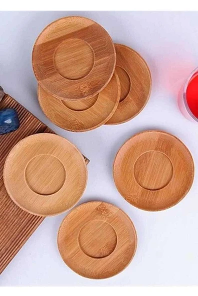 fiza Lüks 6 Adet Yuvarlak Bambu Bardak Altlığı Çay Tabağı Altlığı Fincan Altlığı Şık Dekor ürün görseli 1