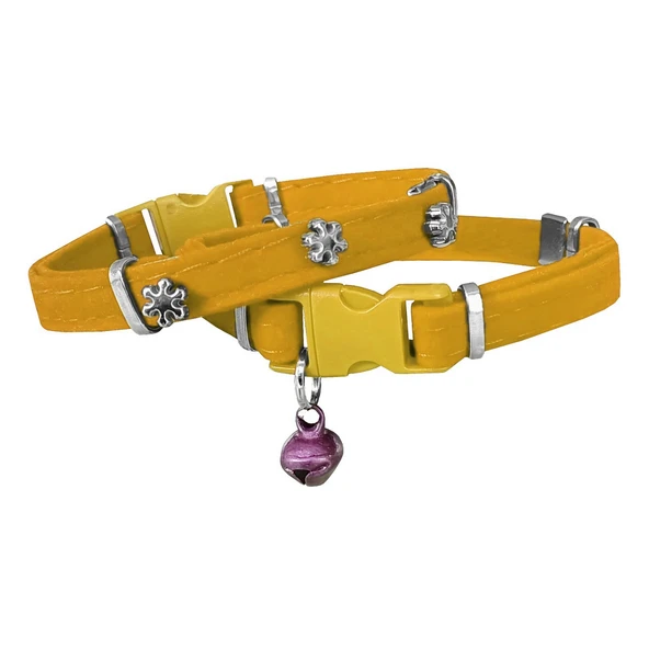 Kadife Kedi Boyun Tasması Kar Taneli 20-32 cm Sarı ürün görseli 1