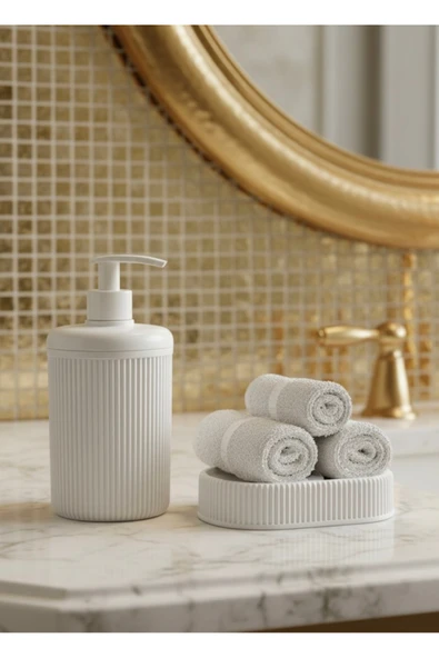 Rembox 5'li Banyo Seti 5 Lt Çöp Kovası Tuvalet Fırçası Lavabo Takımı Sabunluk Diş Fırçalık Banyo Takımı - Resim 5