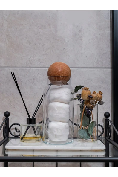 Rembox Ahşap Top Kapaklı Cam Kavanoz - Çerezlik - Şekerlik - Saklama Kabı ürün görseli 1