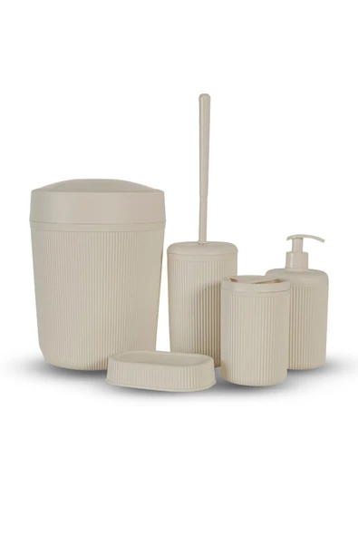 Rembox 5'li Banyo Seti 7 Lt Çöp Kovası Tuvalet Fırçası Lavabo Takımı Sabunluk Diş Fırçalık Banyo Takımı ürün görseli 1