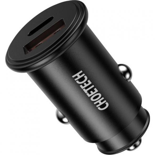 Choetech PD 20W USB-C + USB 18W Hızlı Araç Şarj Cihazı Apple iPhone Hızlı Şarj Uyumlu - TC0006 - Siyah ürün görseli