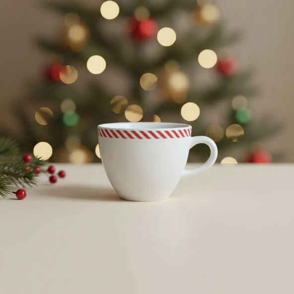 GÜRAL PORSELEN Bistro Red Glow Çay Takımı 6830 - Resim 4