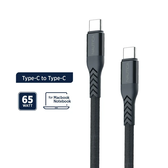 Nautica C400 Type-C to Type-C 65W Hızlı Şarj ve Data Kablosu 1.2 Metre Gri - Resim 2