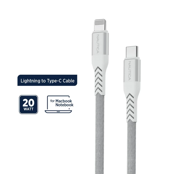 Nautica C420 Type-C to Lightning 20W Hızlı Şarj ve Data Kablosu 1.2 Metre Beyaz - Resim 2
